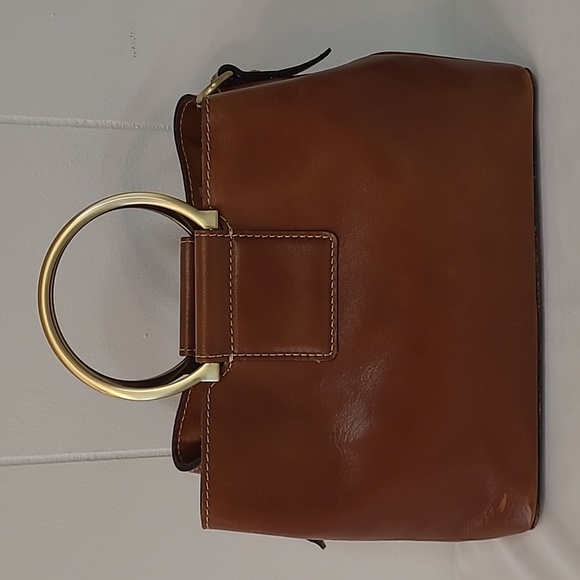 Patricia Nash Empoli Satchel with Crossbody Strap/ Brown Leather/ Metal Handles - Picture 4 of 16